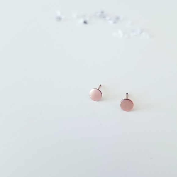 Rose Gold Dot Earrings Tiny 4mm - Picture 2 of 4